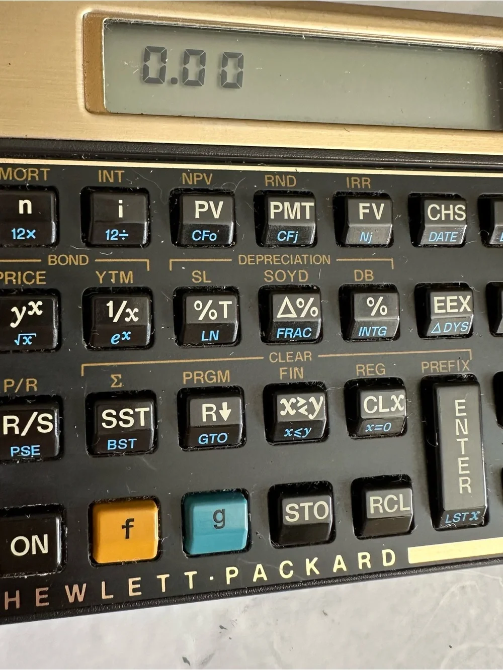 HP 12C 30th Anniversary Edition Financial Calculator Tested Works Gold w/ pouch